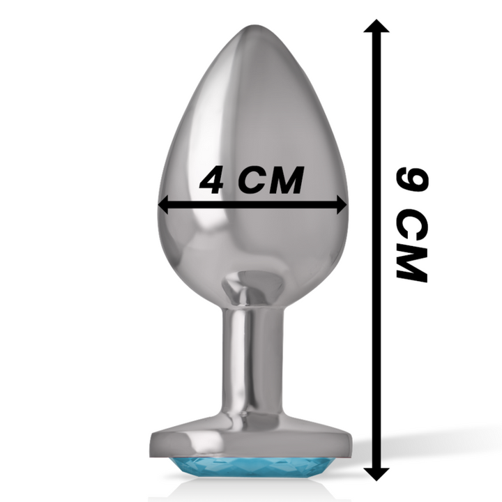 Intense Aluminum Metal Anal Plug With Blue Crystal Size L — Blue