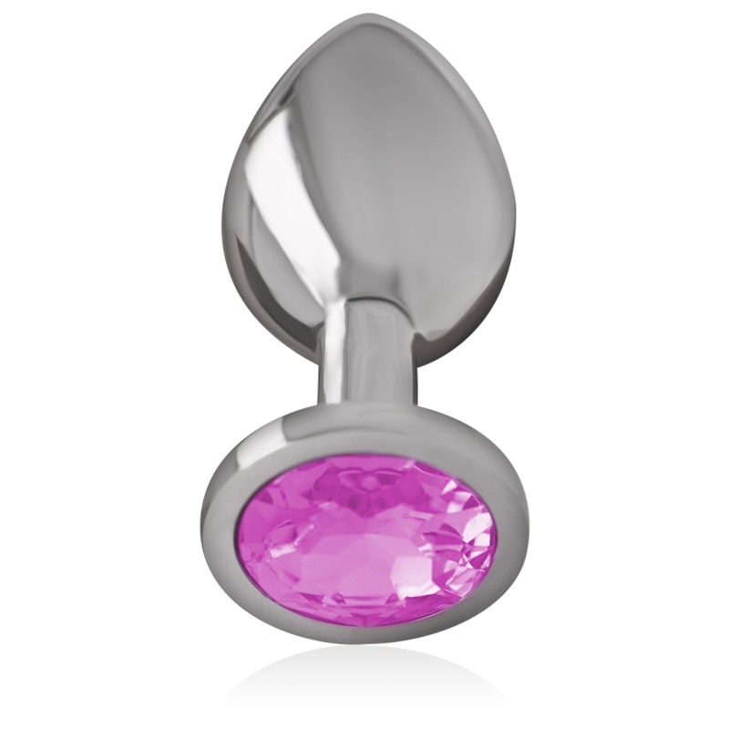 Intense Aluminum Metal Anal Plug With Pink Crystal Size S — Pink