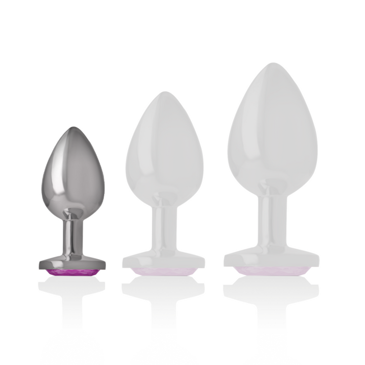 Intense Aluminum Metal Anal Plug With Pink Crystal Size S — Pink