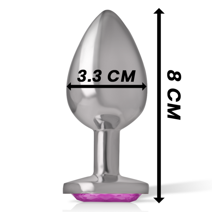 Intense Aluminum Metal Anal Plug With Pink Crystal Size M — Pink