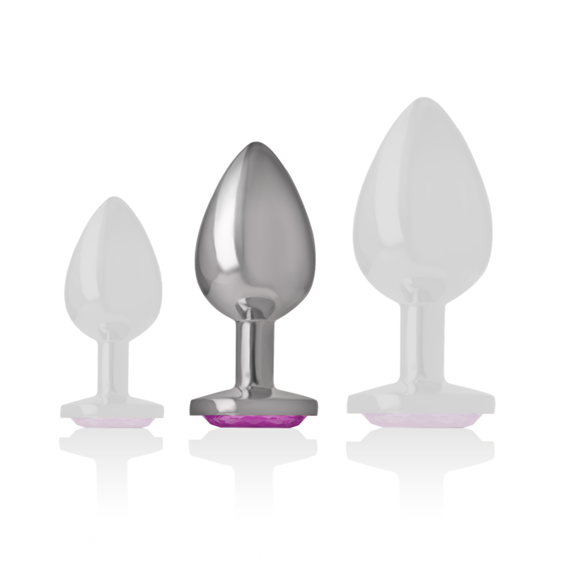 Intense Aluminum Metal Anal Plug With Pink Crystal Size M — Pink