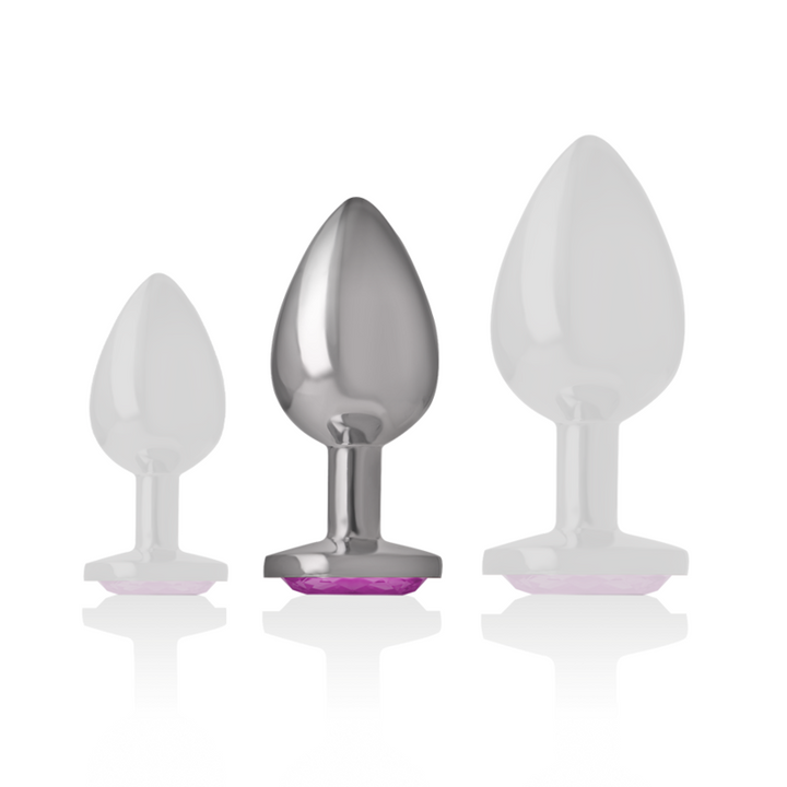 Intense Aluminum Metal Anal Plug With Pink Crystal Size M — Pink