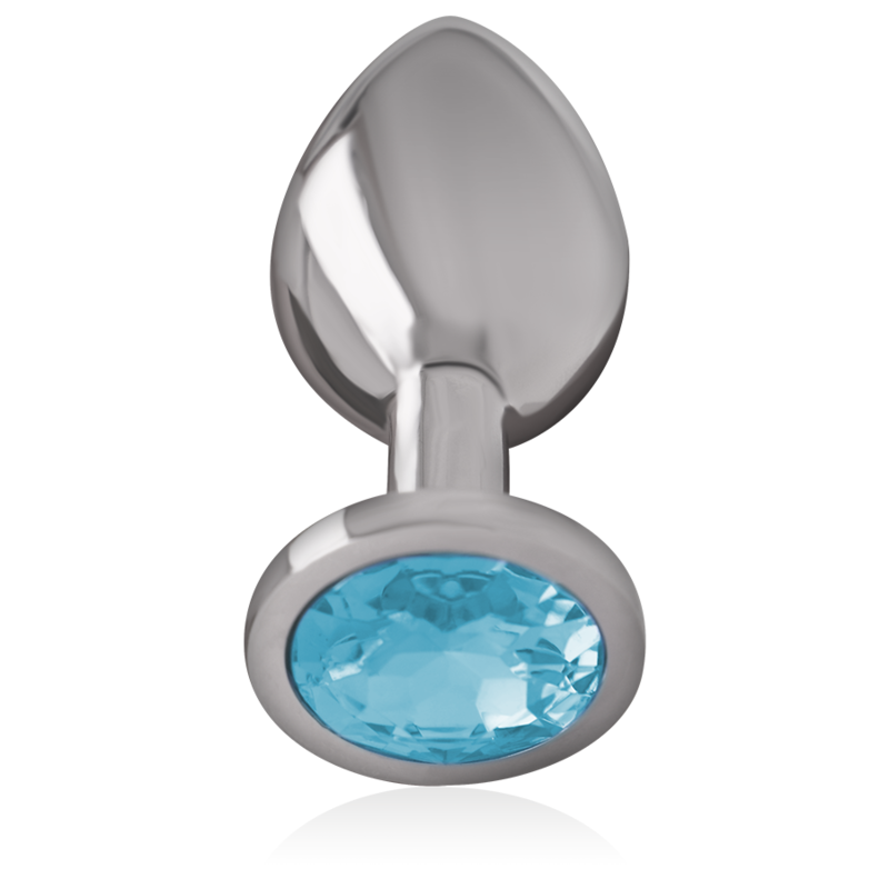 Intense Aluminum Metal Anal Plug With Blue Crystal Size L — Blue
