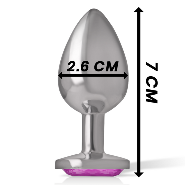 Intense Aluminum Metal Anal Plug With Pink Crystal Size S — Pink