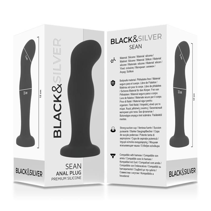 Black&amp;Silver Sean Anal Plug — Black silicone