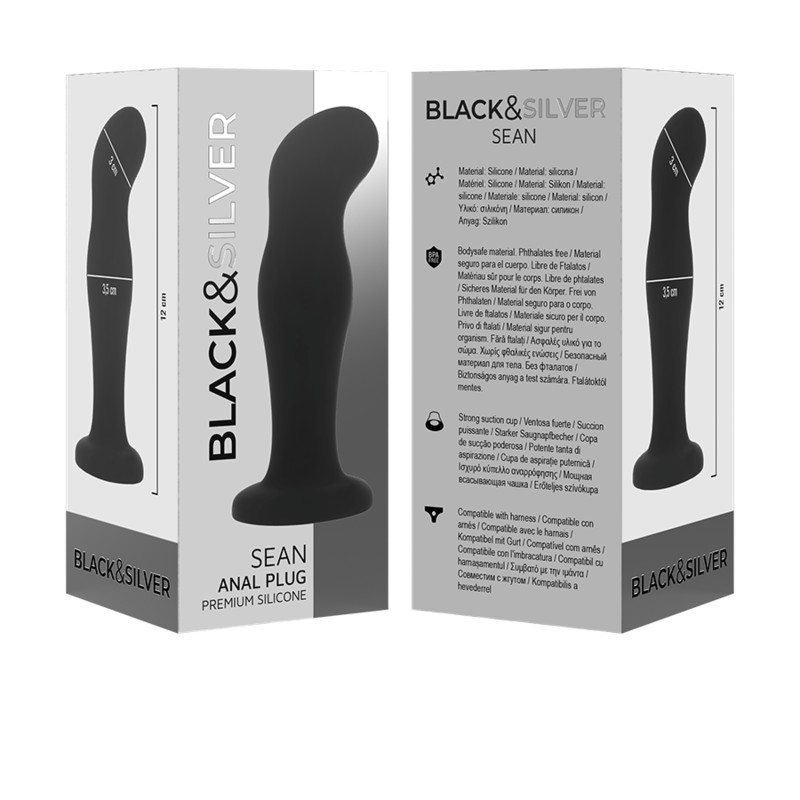 Black&amp;Silver Sean Anal Plug — Black silicone