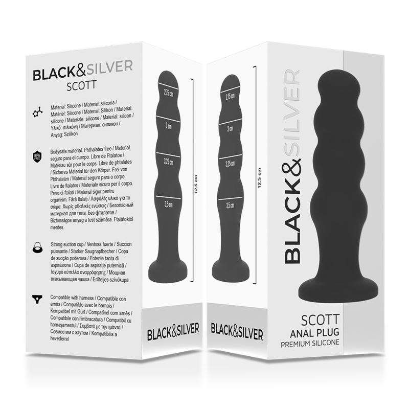 Black&amp;Silver Scott Anal Plug — Black silicone