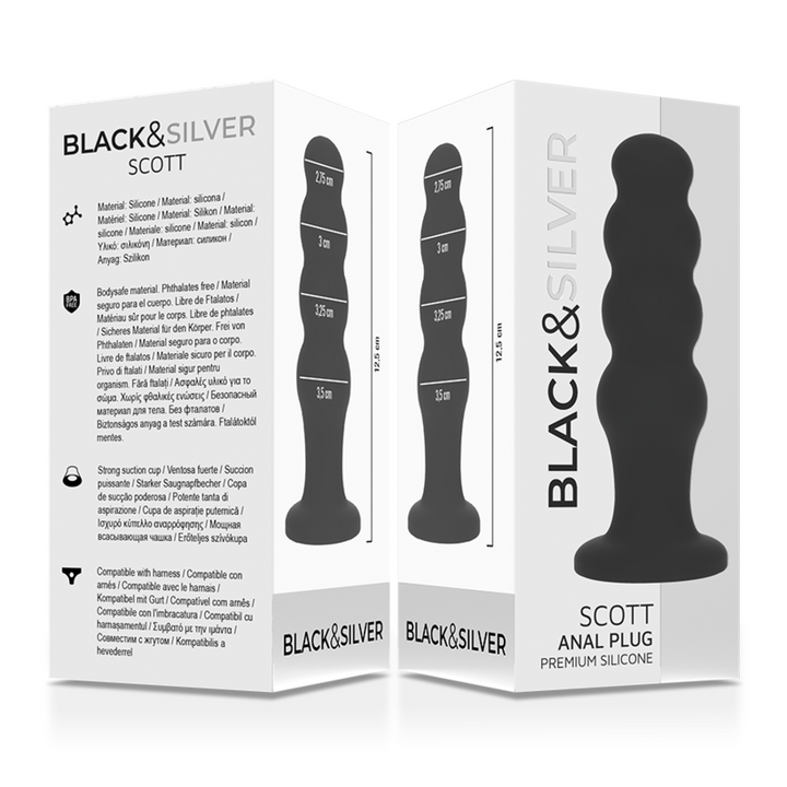 Black&amp;Silver Scott Anal Plug — Black silicone