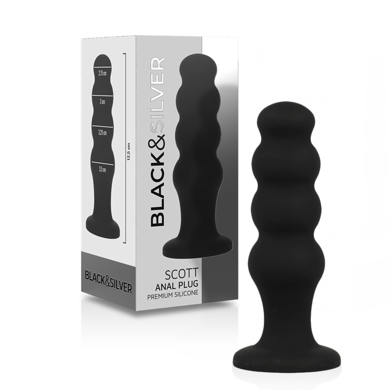BLACK&SILVER - Scott Premium Silicone Anal Plug Black