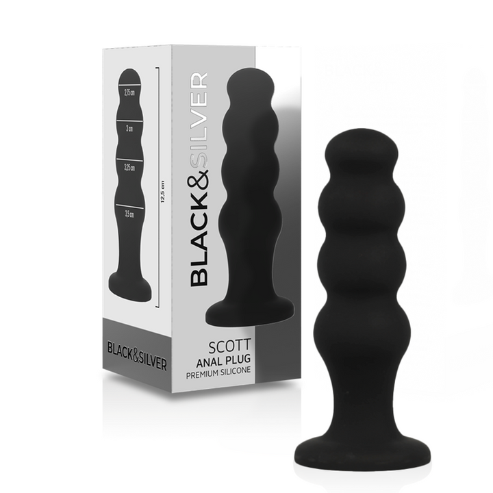 Black&amp;Silver Scott Anal Plug — Black silicone