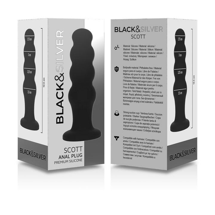 Black&amp;Silver Scott Anal Plug — Black silicone