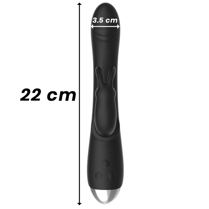 BLACK&amp;SILVER - DJ. ADAM RECHARGEABLE SILICONE RABBIT STIMULATOR BLACK
