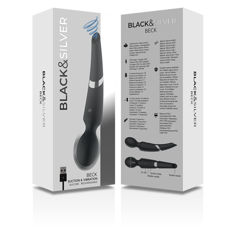 BLACK&amp;SILVER - BECK WAND AND SUCTION CUP 2 IN 1 SILICONE
