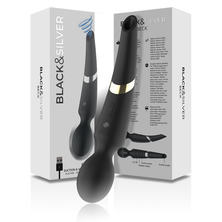 BLACK&amp;SILVER - BECK WAND AND SUCTION CUP 2 IN 1 SILICONE