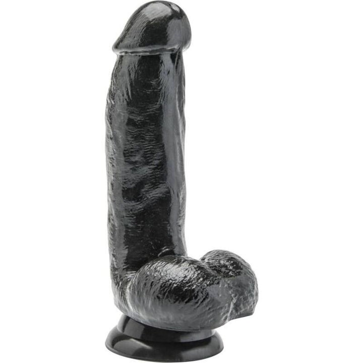 Get Real - Dildo 12 CM With Balls Black — Black PVC
