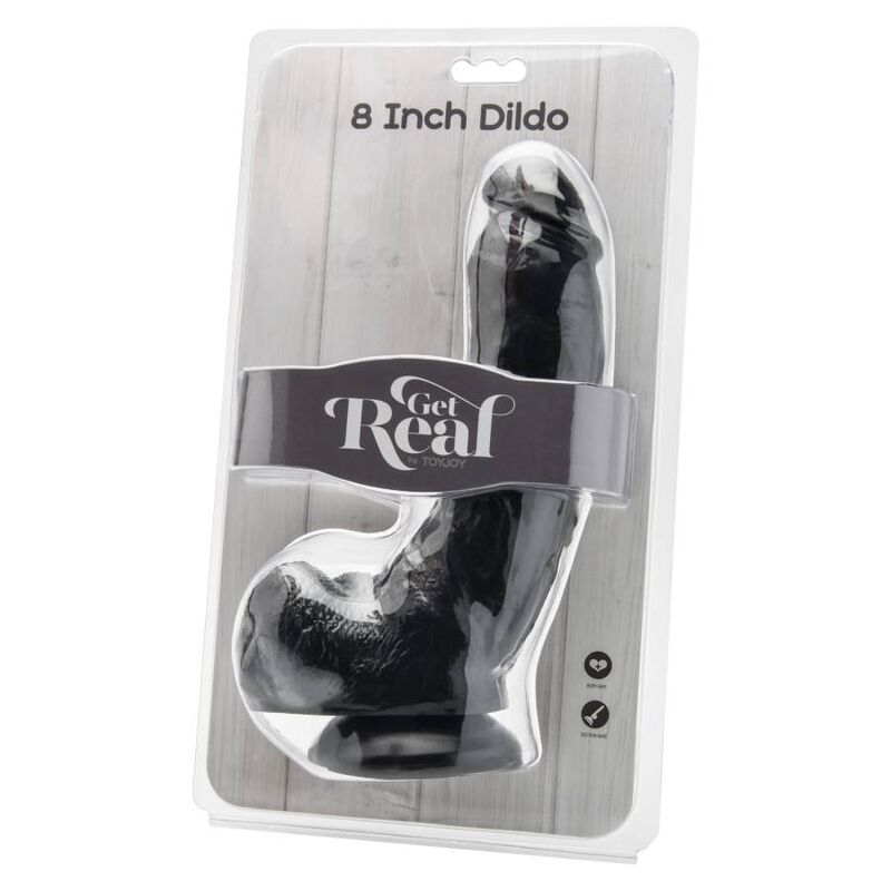 Get Real - Dildo 20,5 CM With Balls Black — Black PVC