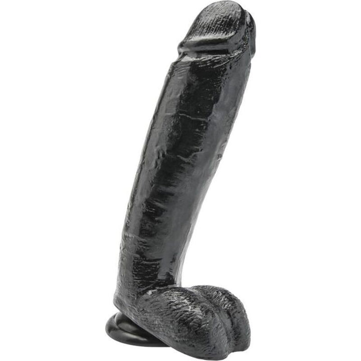 Get Real Dildo 25,5 CM With Balls Black — Black PVC