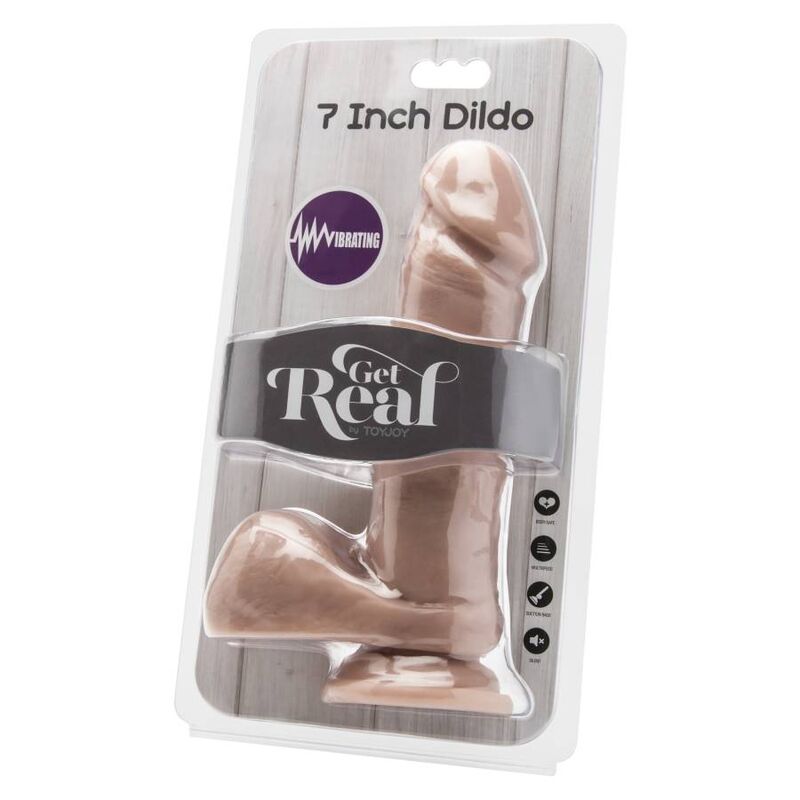 Get Real Dildo 18 CM With Balls Vibrator Skin — Skin PVC