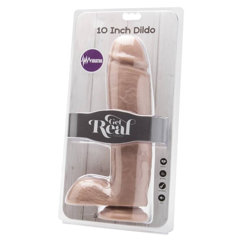 Get Real Dildo 25,5 CM With Balls Vibrator Skin — Skin PVC