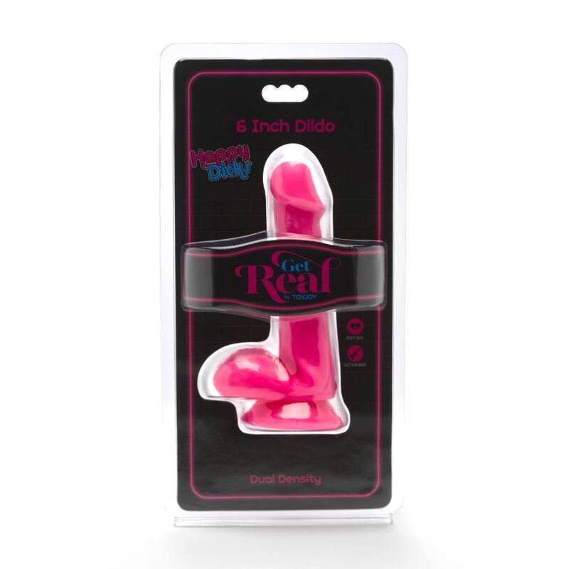 Get Real Happy Dicks Dildo 12 CM Balls Pink — Pink PVC