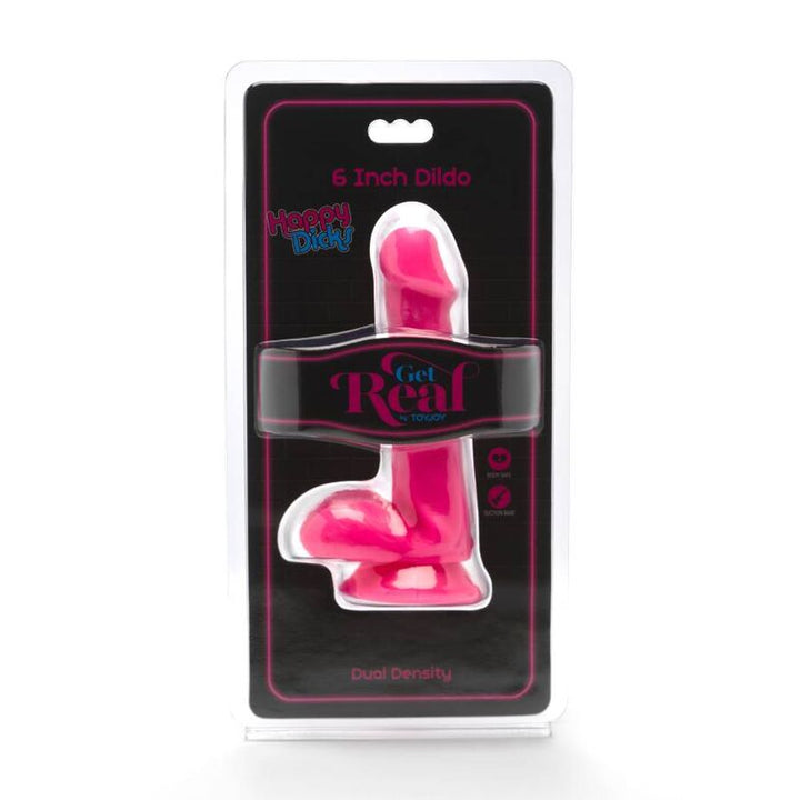 Get Real Happy Dicks Dildo 12 CM Balls Pink — Pink PVC