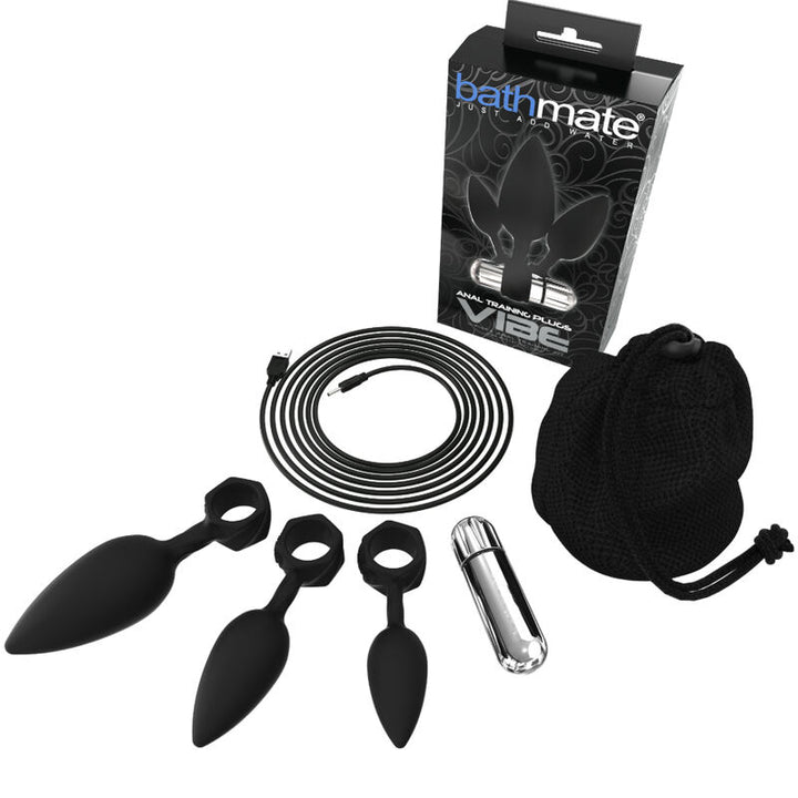 Bathmate Anal Training Plugs Vibe — Black, silicone