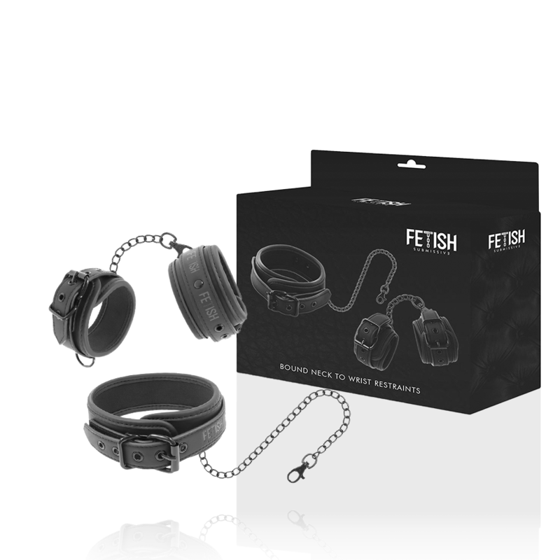 Fetish Submissive Vegan - Leather Necklace And Handcuffs With