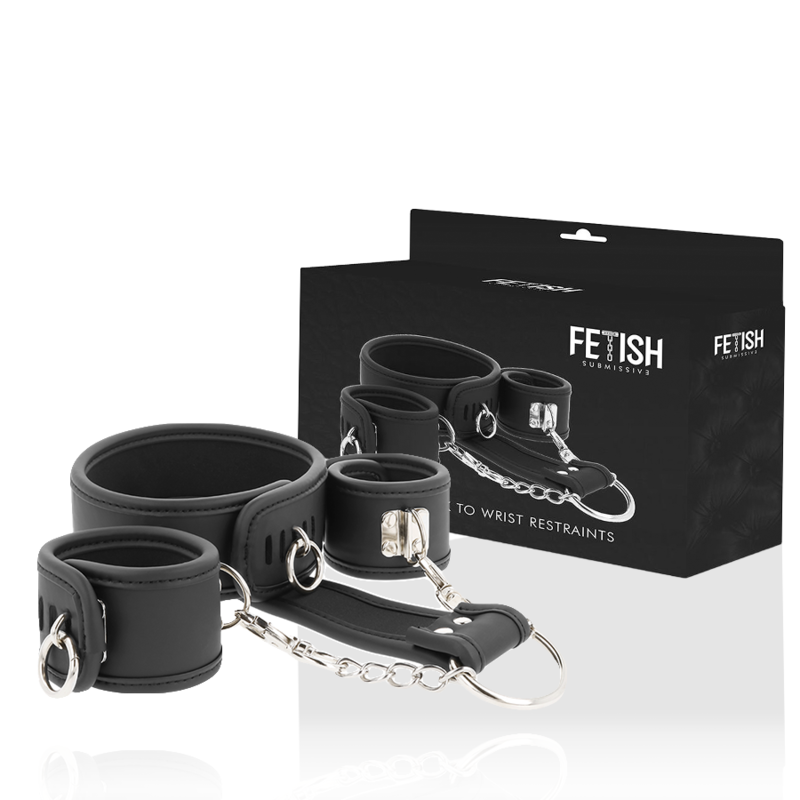 Fetish Submissive Vegan - Leather Necklace And Handcuffs With