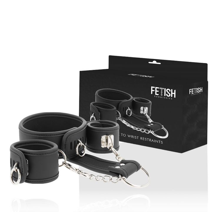Fetish Submissive Vegan - Leather Necklace And Handcuffs With