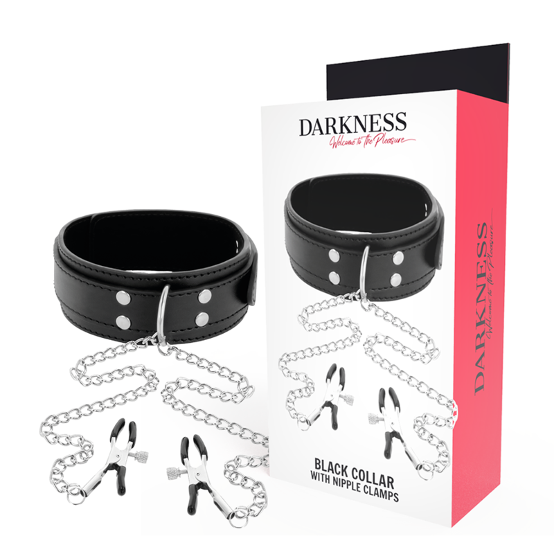 Darkness Collar - With Nipple Clamps Black