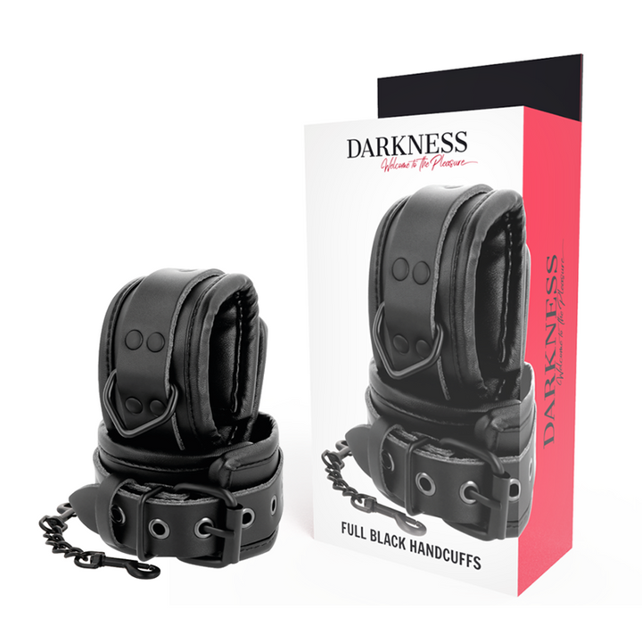 Darkness Adjustable - Black Leather Hands Handcuffs
