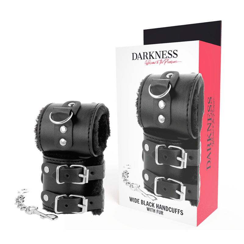 Darkness Black - Adjustable Leather Handcuffs With Lining