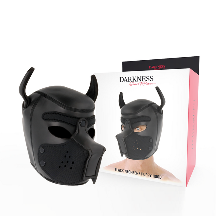 Darkness Neoprene - Dog Mask With Removable Muzzle L