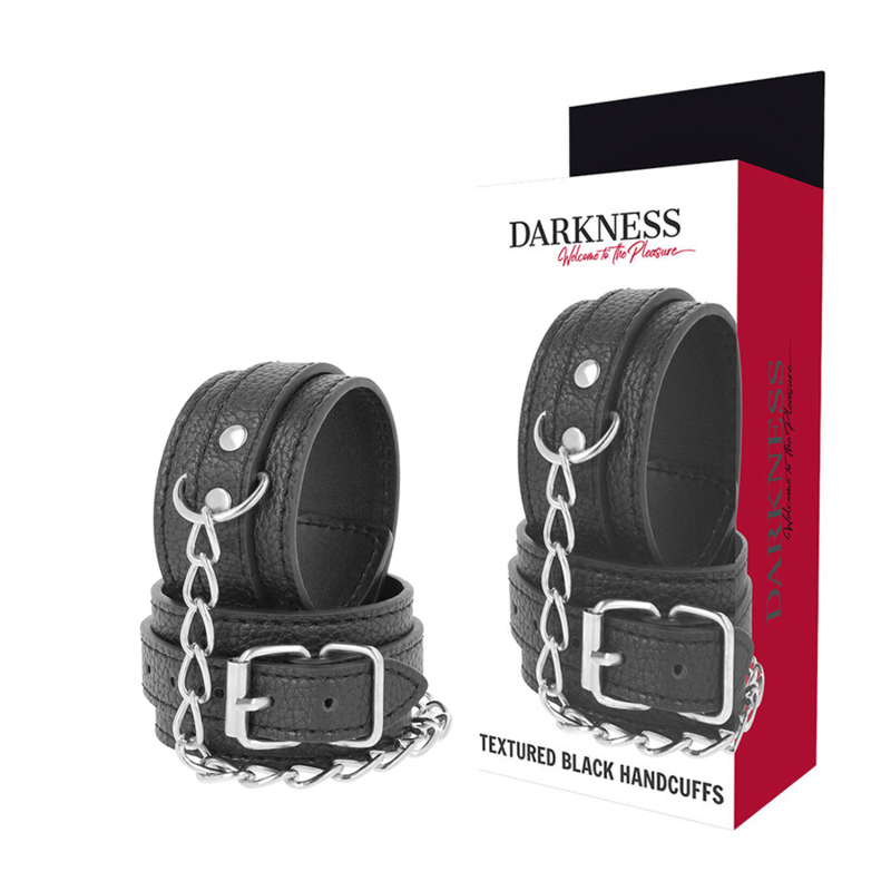 Darkness Black - Textured Leather Handcuffs