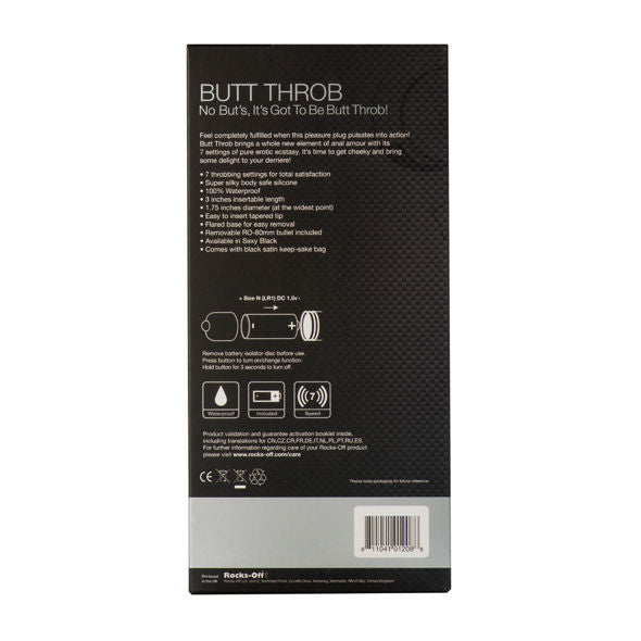 Butt Throb P-Point Stimulator 7 Speeds Black — Black silicone
