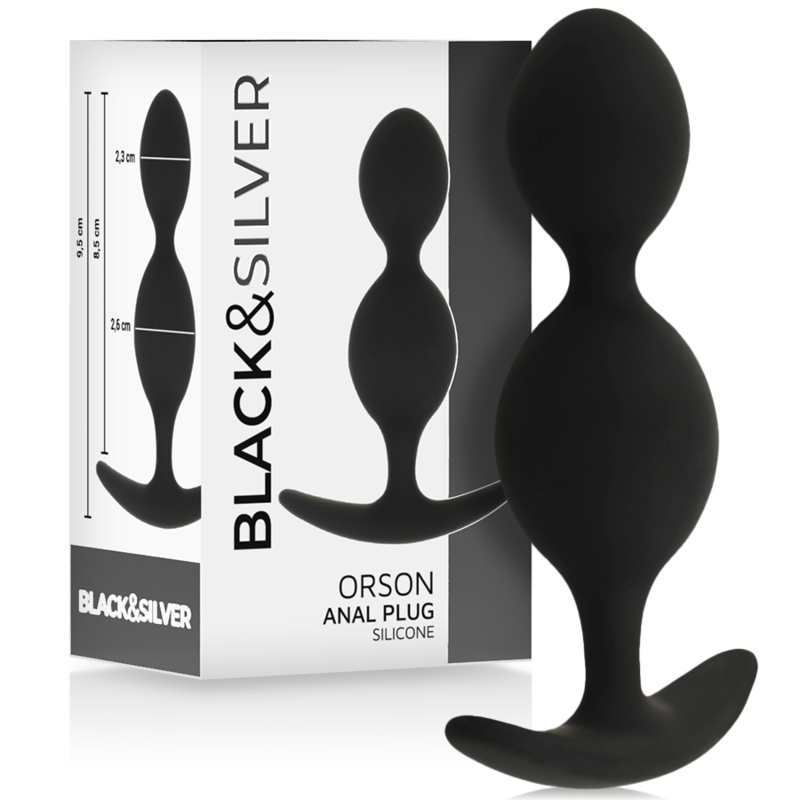 BLACK&amp;SILVER - ORSON PLUG SILICONE 2 ANAL WAVES 9 CM