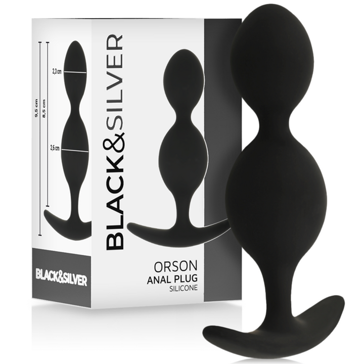 BLACK&amp;SILVER - ORSON PLUG SILICONE 2 ANAL WAVES 9 CM