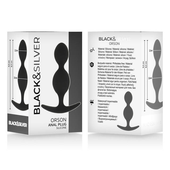 BLACK&amp;SILVER - ORSON PLUG SILICONE 2 ANAL WAVES 9 CM