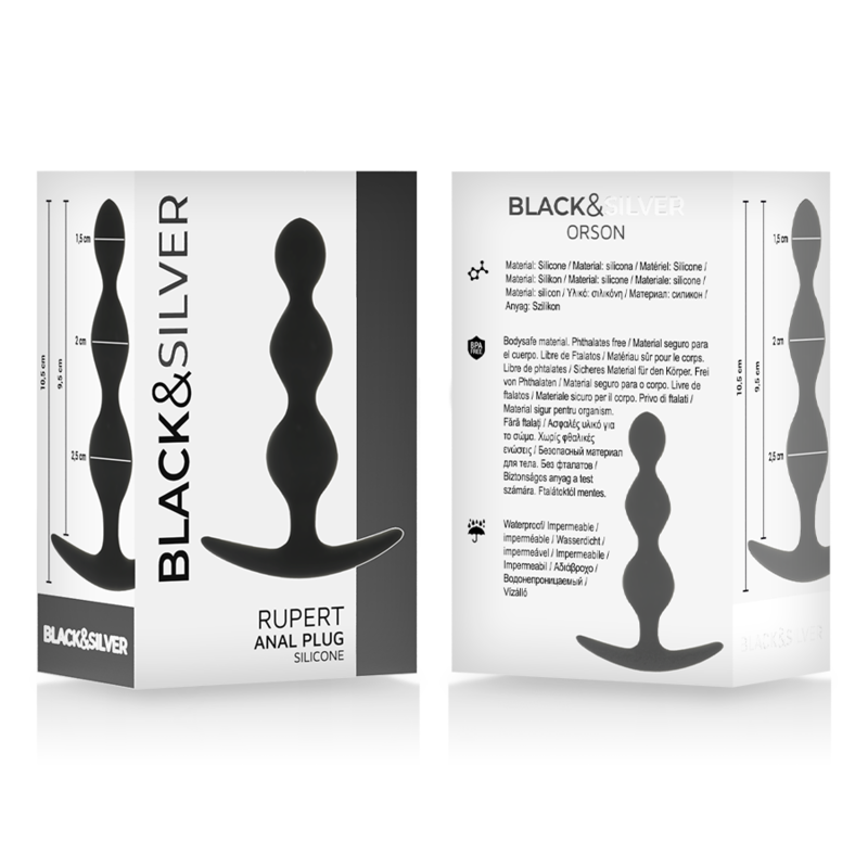 BLACK&amp;SILVER - RUPERT ANAL BALL CHAIN 10 CM