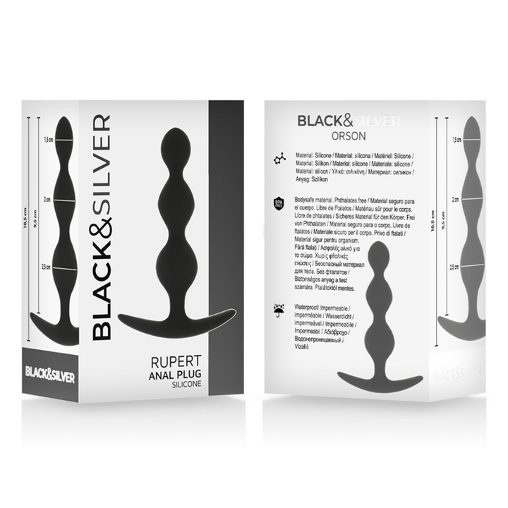 BLACK&amp;SILVER - RUPERT ANAL BALL CHAIN 10 CM