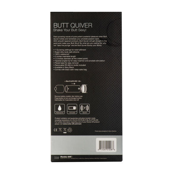 Butt Quiver P-Point Stimulator 7 Speeds Black — Black silicone