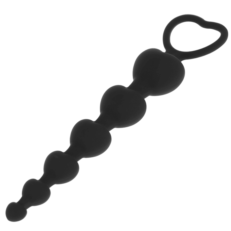 Black&amp;Silver Mila Anal Chain of Hearts — Black silicone