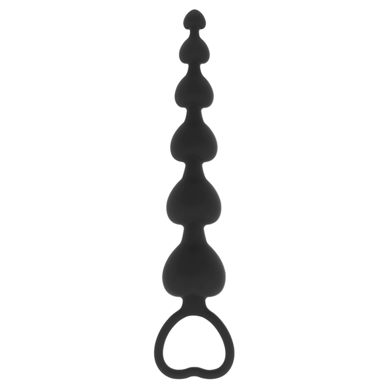 Black&amp;Silver Mila Anal Chain of Hearts — Black silicone