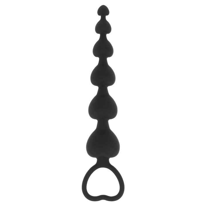 Black&amp;Silver Mila Anal Chain of Hearts — Black silicone