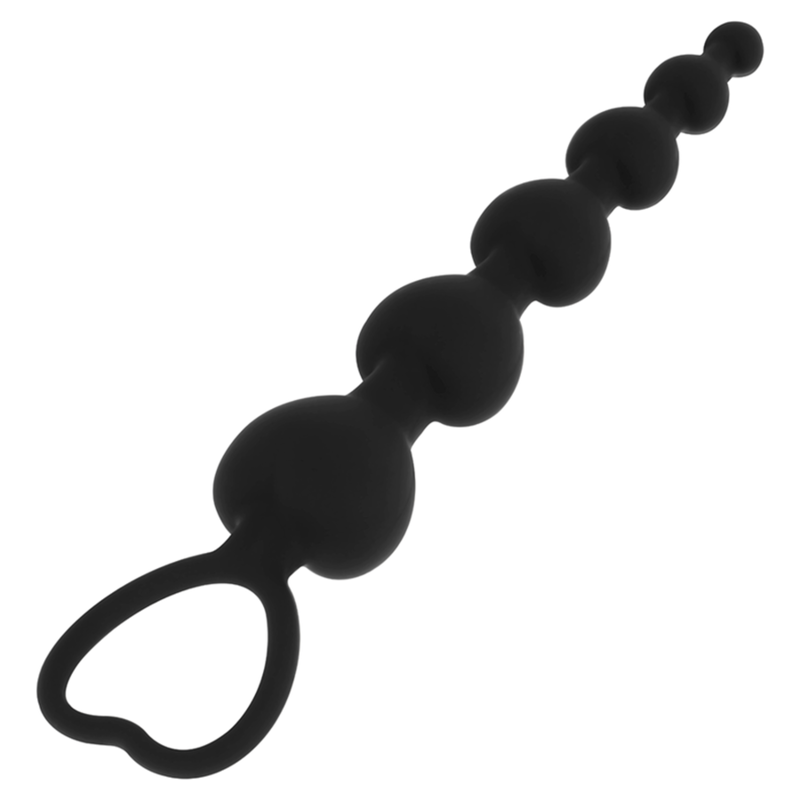Black&amp;Silver Mila Anal Chain of Hearts — Black silicone