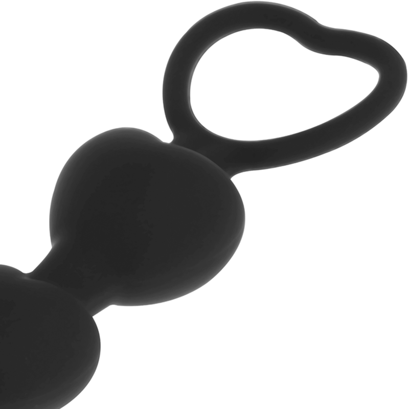 Black&amp;Silver Mila Anal Chain of Hearts — Black silicone