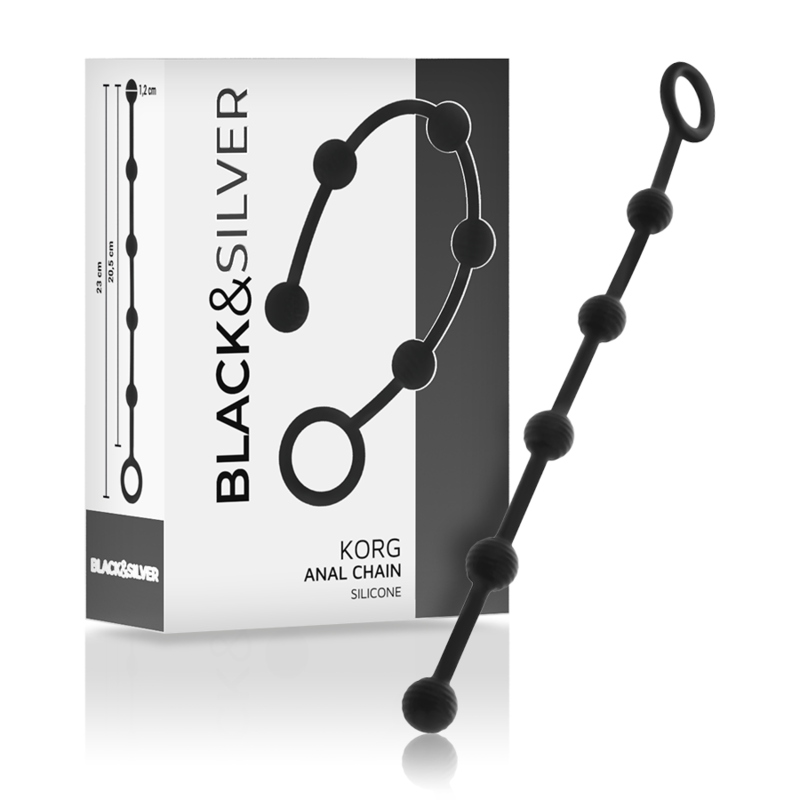 BLACK&amp;SILVER - KORG ANAL ROSARY SILICONE INITIATION 21 CM