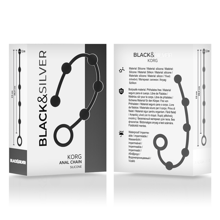 BLACK&amp;SILVER - KORG ANAL ROSARY SILICONE INITIATION 21 CM
