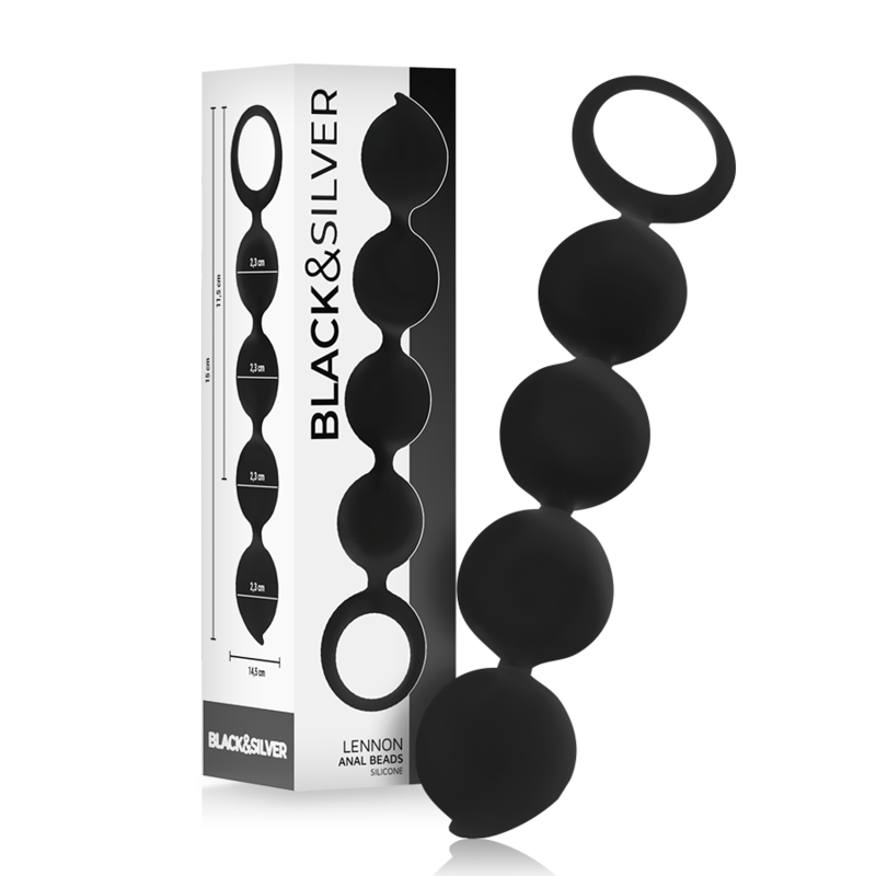BLACK&SILVER - Lennon Anal Rosary 4 Silicone Spheres 15 CM