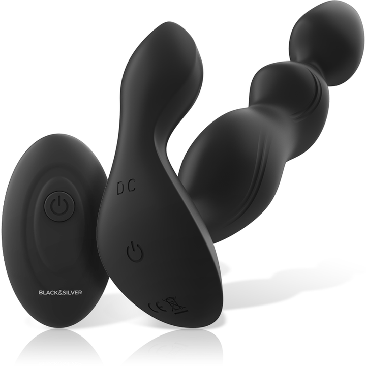 Black&amp;Silver Cora Vibrating Anal Plug — Black silicone